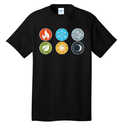 Gloomhaven Elements Symbol Fire Ice Air Earth Light Dark Tall T-Shirt