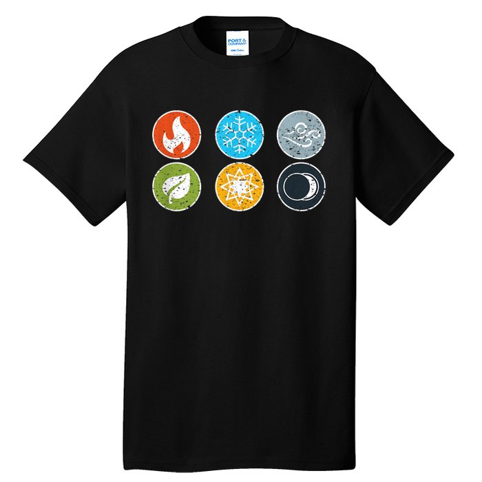 Gloomhaven Elements Symbol Fire Ice Air Earth Light Dark Tall T-Shirt