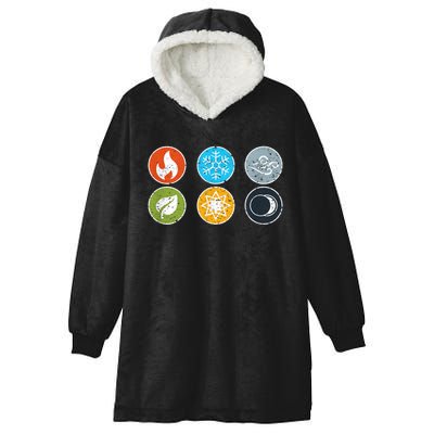 Gloomhaven Elements Symbol Fire Ice Air Earth Light Dark Hooded Wearable Blanket