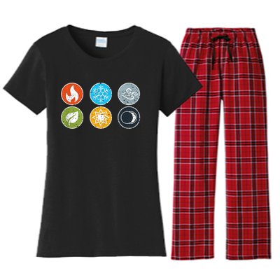 Gloomhaven Elements Symbol Fire Ice Air Earth Light Dark Women's Flannel Pajama Set