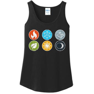 Gloomhaven Elements Symbol Fire Ice Air Earth Light Dark Ladies Essential Tank