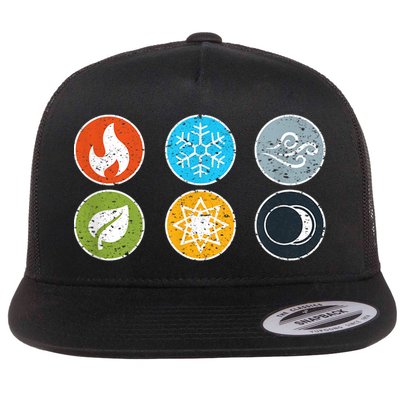 Gloomhaven Elements Symbol Fire Ice Air Earth Light Dark Flatbill Hat