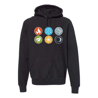 Gloomhaven Elements Symbol Fire Ice Air Earth Light Dark Premium Hoodie