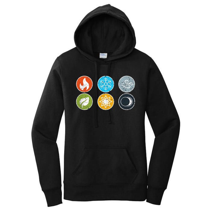 Gloomhaven Elements Symbol Fire Ice Air Earth Light Dark Women's Pullover Hoodie