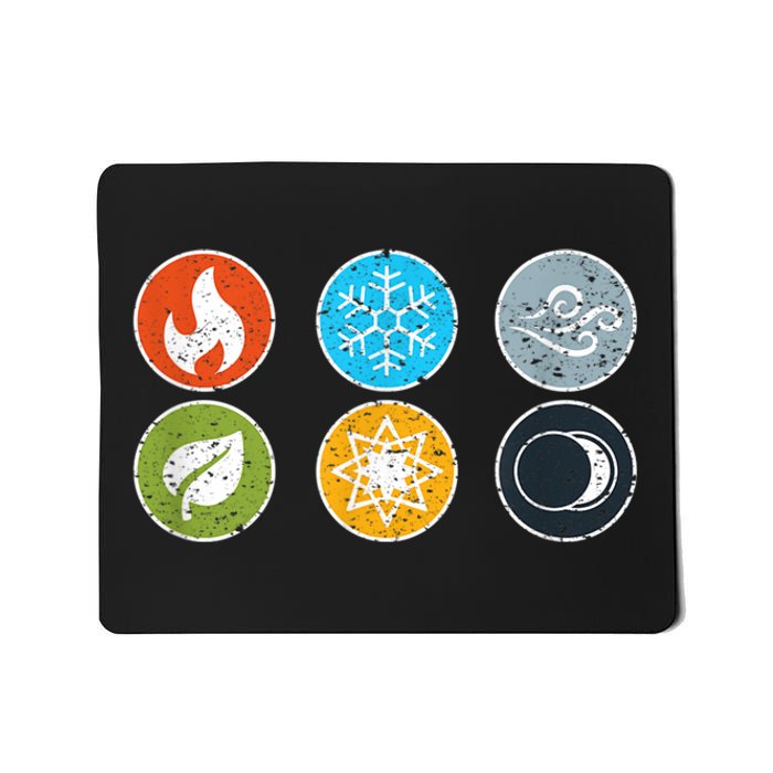 Gloomhaven Elements Symbol Fire Ice Air Earth Light Dark Mousepad