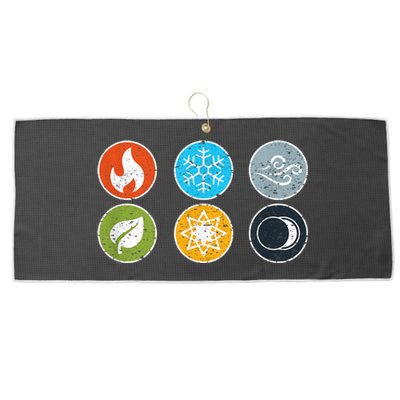 Gloomhaven Elements Symbol Fire Ice Air Earth Light Dark Large Microfiber Waffle Golf Towel