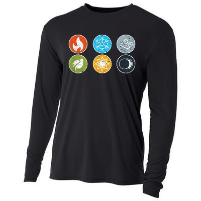 Gloomhaven Elements Symbol Fire Ice Air Earth Light Dark Cooling Performance Long Sleeve Crew