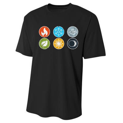 Gloomhaven Elements Symbol Fire Ice Air Earth Light Dark Performance Sprint T-Shirt