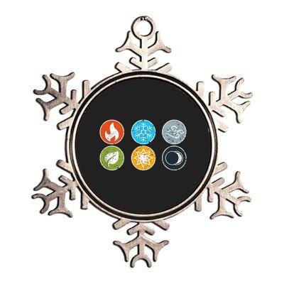 Gloomhaven Elements Symbol Fire Ice Air Earth Light Dark Metallic Star Ornament