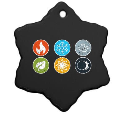 Gloomhaven Elements Symbol Fire Ice Air Earth Light Dark Ceramic Star Ornament