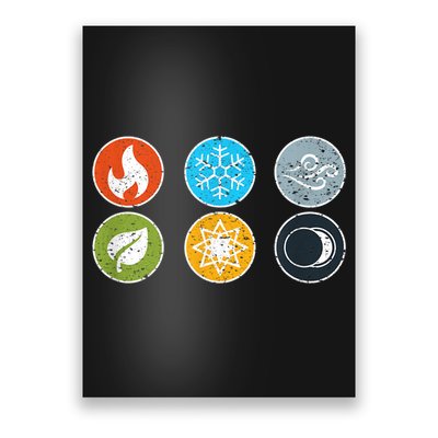 Gloomhaven Elements Symbol Fire Ice Air Earth Light Dark Poster
