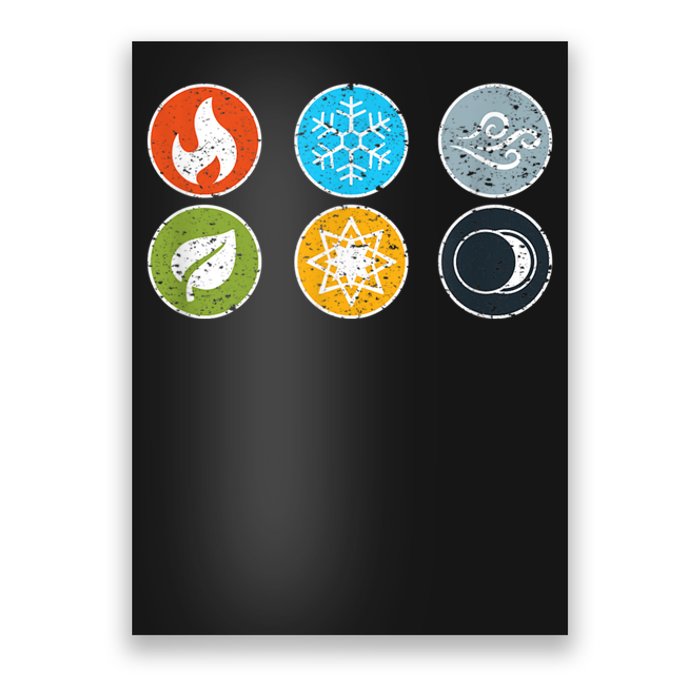 Gloomhaven Elements Symbol Fire Ice Air Earth Light Dark Poster