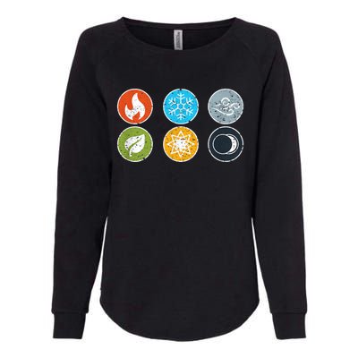 Gloomhaven Elements Symbol Fire Ice Air Earth Light Dark Womens California Wash Sweatshirt