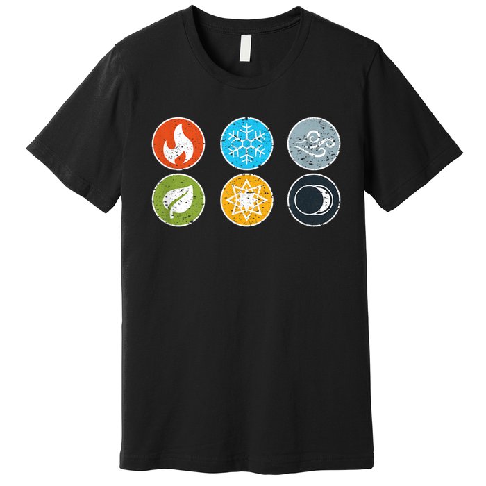 Gloomhaven Elements Symbol Fire Ice Air Earth Light Dark Premium T-Shirt