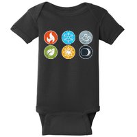 Gloomhaven Elements Symbol Fire Ice Air Earth Light Dark Baby Bodysuit