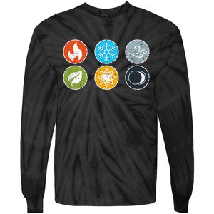 Gloomhaven Elements Symbol Fire Ice Air Earth Light Dark Tie-Dye Long Sleeve Shirt