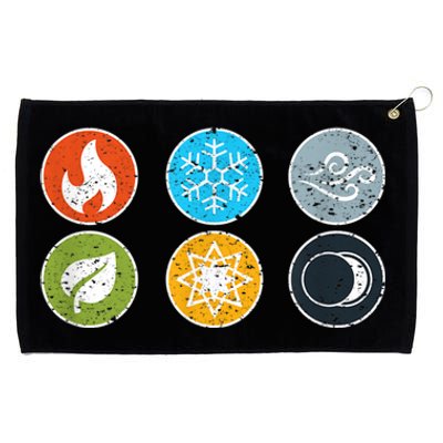 Gloomhaven Elements Symbol Fire Ice Air Earth Light Dark Grommeted Golf Towel