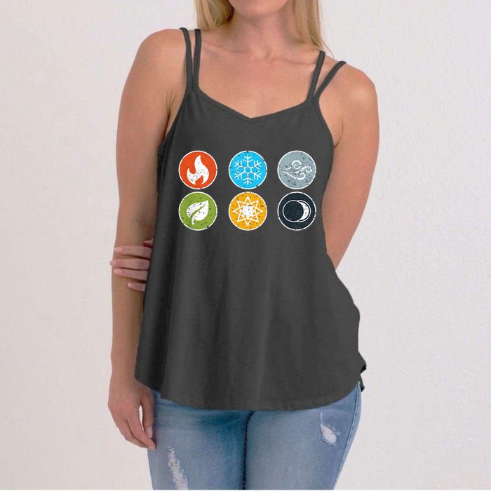 Gloomhaven Elements Symbol Fire Ice Air Earth Light Dark Women's Strappy Tank