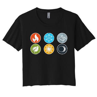 Gloomhaven Elements Symbol Fire Ice Air Earth Light Dark Women's Crop Top Tee