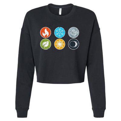 Gloomhaven Elements Symbol Fire Ice Air Earth Light Dark Cropped Pullover Crew