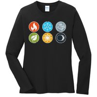 Gloomhaven Elements Symbol Fire Ice Air Earth Light Dark Ladies Long Sleeve Shirt