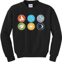 Gloomhaven Elements Symbol Fire Ice Air Earth Light Dark Kids Sweatshirt