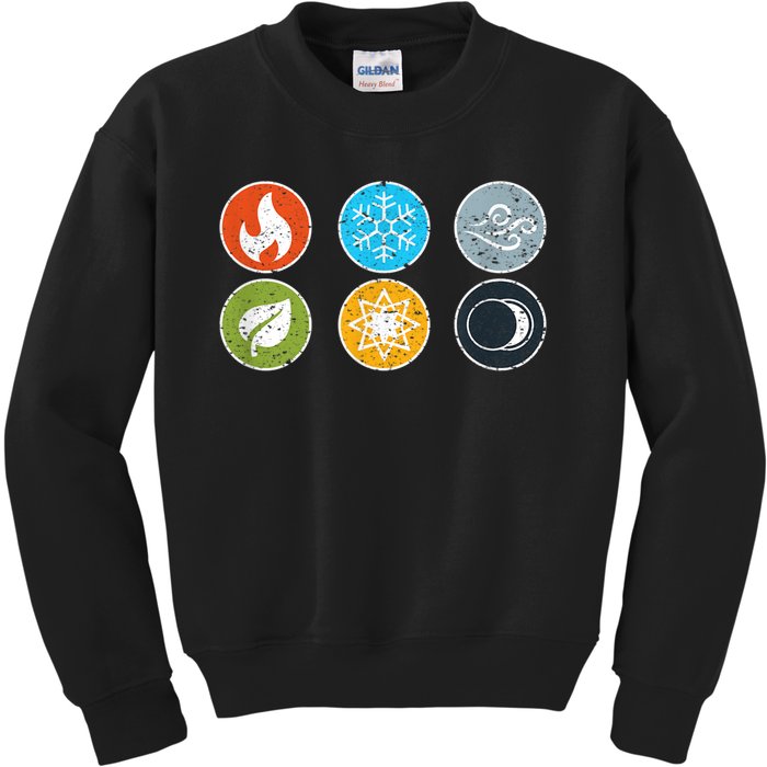 Gloomhaven Elements Symbol Fire Ice Air Earth Light Dark Kids Sweatshirt