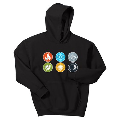 Gloomhaven Elements Symbol Fire Ice Air Earth Light Dark Kids Hoodie