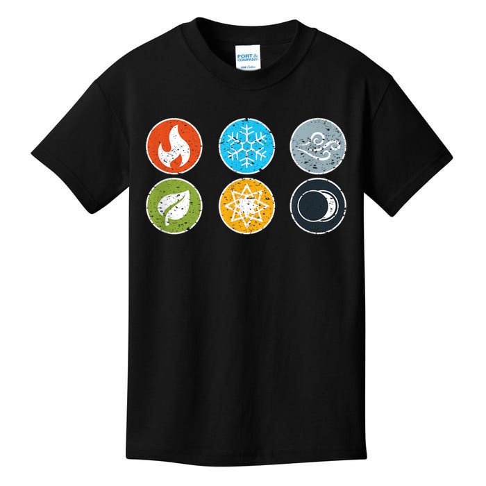 Gloomhaven Elements Symbol Fire Ice Air Earth Light Dark Kids T-Shirt