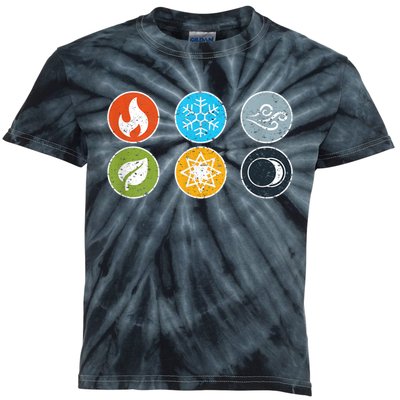 Gloomhaven Elements Symbol Fire Ice Air Earth Light Dark Kids Tie-Dye T-Shirt