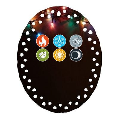 Gloomhaven Elements Symbol Fire Ice Air Earth Light Dark Ceramic Oval Ornament