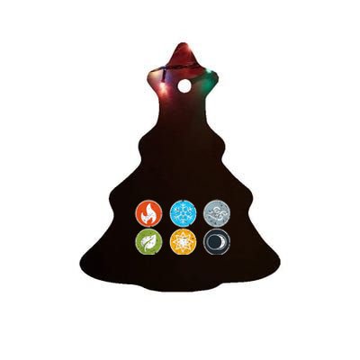 Gloomhaven Elements Symbol Fire Ice Air Earth Light Dark Ceramic Tree Ornament