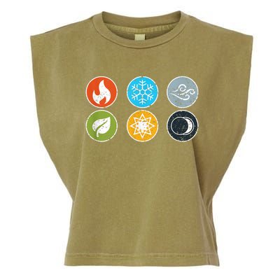 Gloomhaven Elements Symbol Fire Ice Air Earth Light Dark Garment-Dyed Women's Muscle Tee