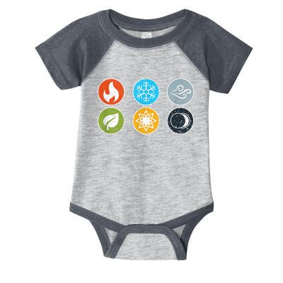 Gloomhaven Elements Symbol Fire Ice Air Earth Light Dark Infant Baby Jersey Bodysuit