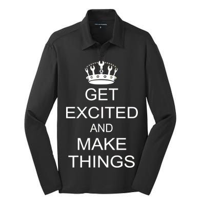 Get Excited and Make Things Silk Touch Performance Long Sleeve Polo