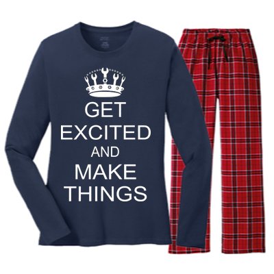 Get Excited and Make Things Women's Long Sleeve Flannel Pajama Set 