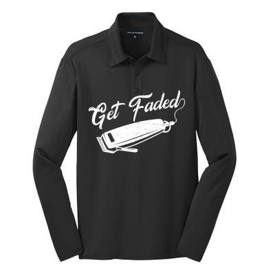 Get Faded Barber Razor Silk Touch Performance Long Sleeve Polo