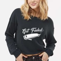 Get Faded Barber Razor Cropped Pullover Crew