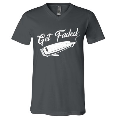 Get Faded Barber Razor V-Neck T-Shirt
