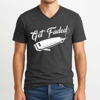Get Faded Barber Razor V-Neck T-Shirt