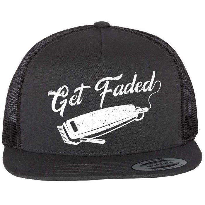 Get Faded Barber Razor Flat Bill Trucker Hat