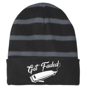 Get Faded Barber Razor Striped Beanie with Solid Band