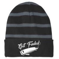 Get Faded Barber Razor Striped Beanie with Solid Band