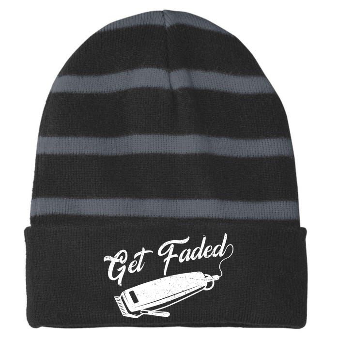 Get Faded Barber Razor Striped Beanie with Solid Band