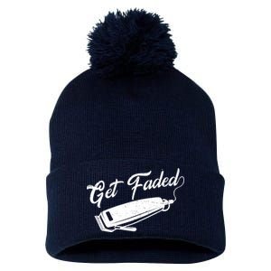 Get Faded Barber Razor Pom Pom 12in Knit Beanie