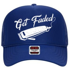 Get Faded Barber Razor High Crown Mesh Back Trucker Hat