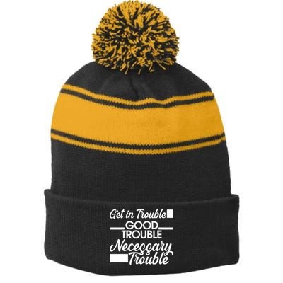 Get In Good Necessary Trouble RIP John Lewis  Stripe Pom Pom Beanie