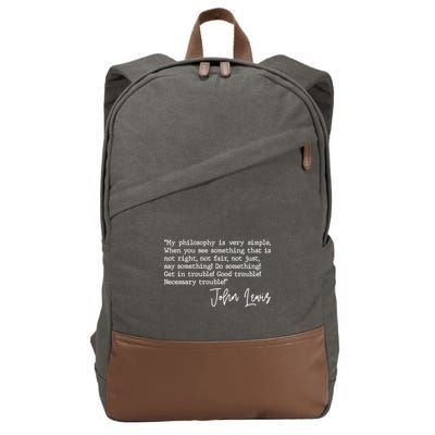 Get In Good Trouble John Lewis Quote Tribute Cotton Canvas Backpack
