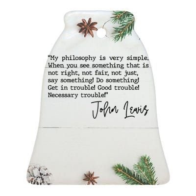 Get In Good Trouble John Lewis Quote Tribute Ceramic Bell Ornament