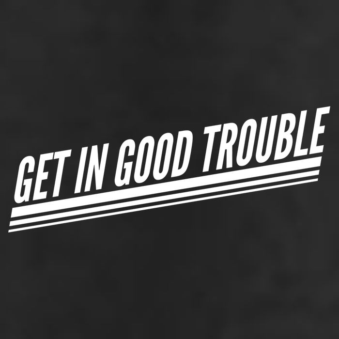 Get In Good Trouble Rep John Lewis Quote  7 Panel Mesh Trucker Snapback Hat